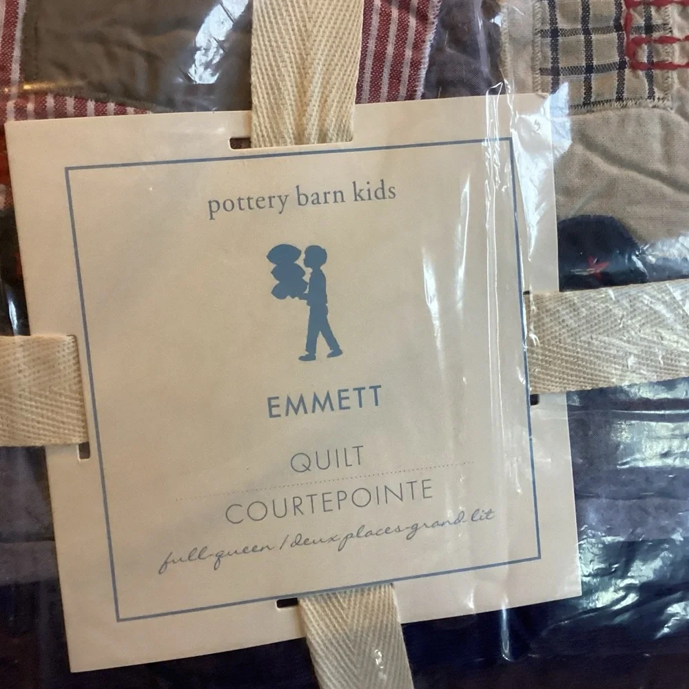 Pottery Barn Kids Emmett Railroad Full/Queen Quilt with Shams NWT